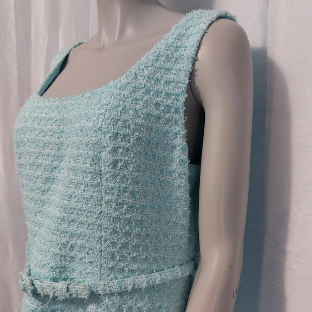 Kate Spade Dress 14 Light Blue Boucle Mini Fit Flare Sleeveless Feminine - Picture 5 of 15